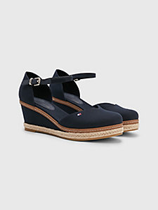 blue essential mid-wedge espadrille sandals for women tommy hilfiger