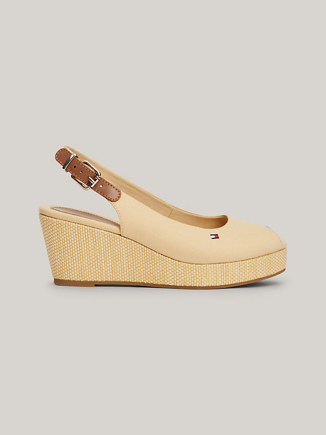 beige iconic slingback wedge sandals for women tommy hilfiger