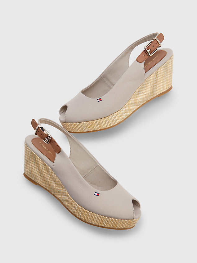 beige iconic slingback wedge espadrille sandals for women tommy hilfiger