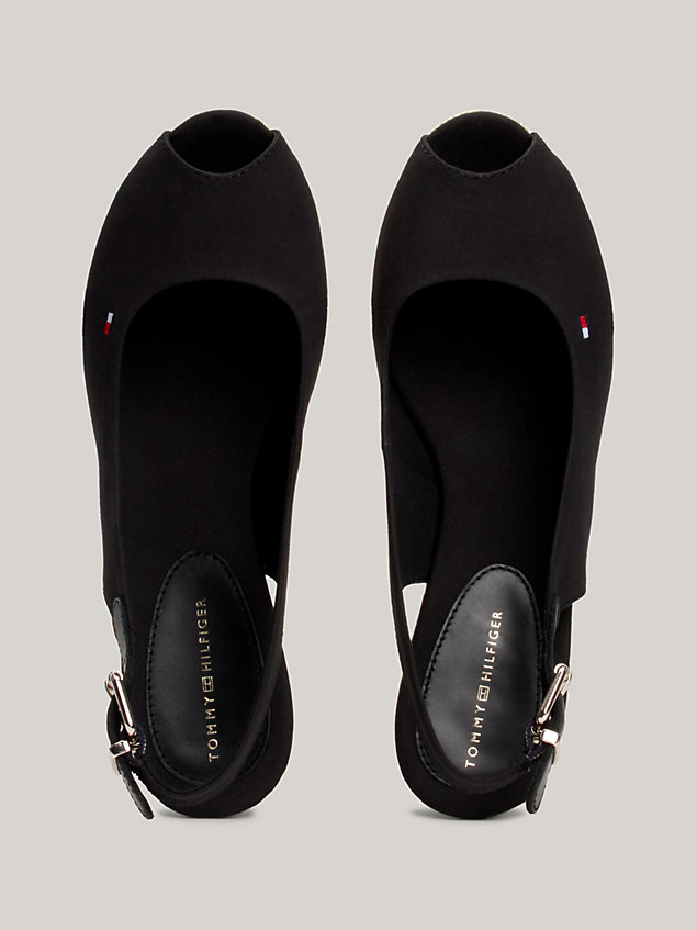 black iconic slingback wedge espadrille sandals for women tommy hilfiger