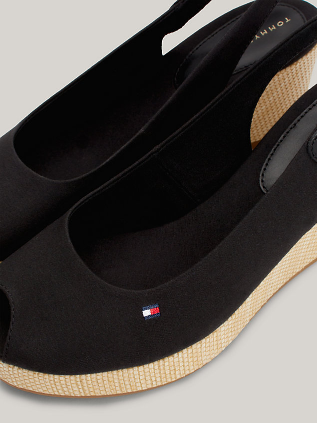 black iconic slingback wedge espadrille sandals for women tommy hilfiger