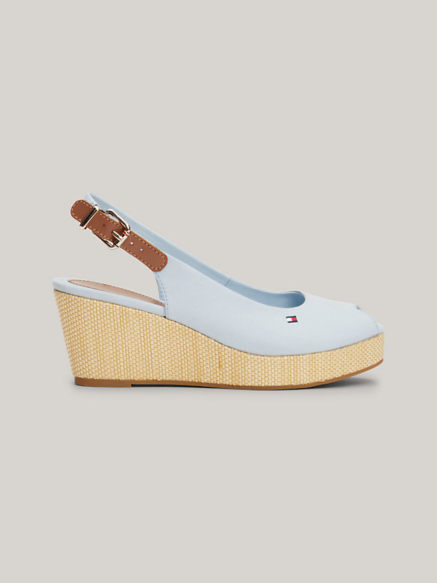 blue iconic slingback wedge sandals for women tommy hilfiger