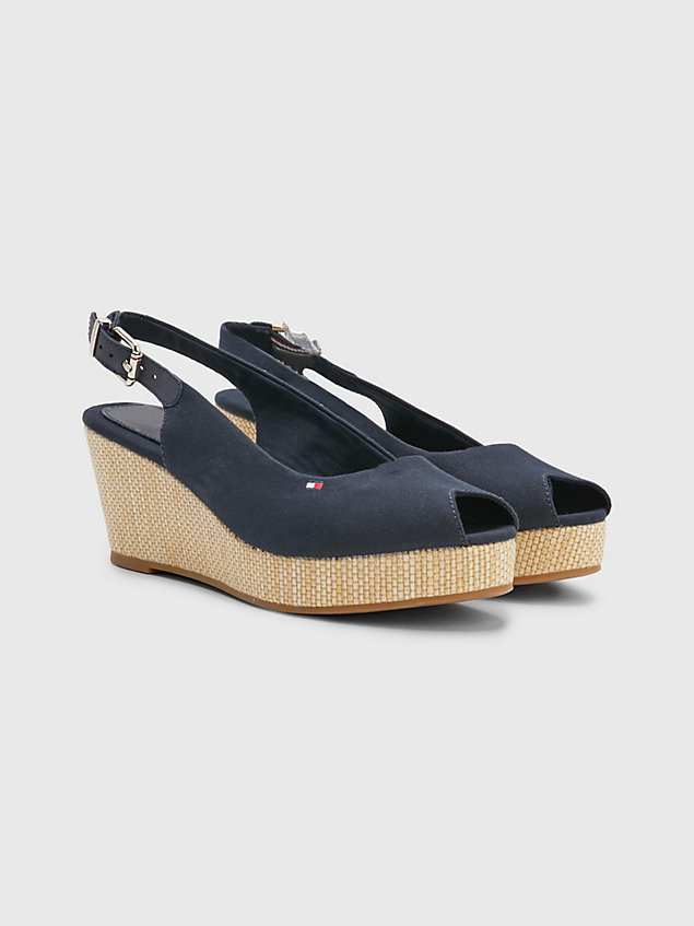 blue iconic slingback wedge espadrille sandals for women tommy hilfiger