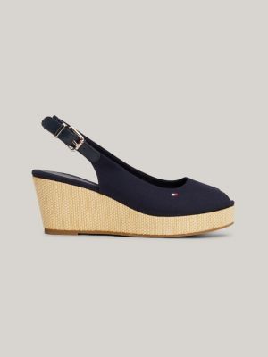 sandalias iconic de cuña y talón descubierto blue de mujeres tommy hilfiger