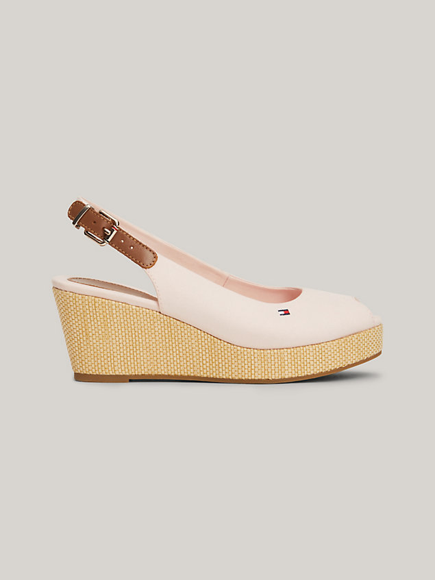 pink iconic slingback wedge sandals for women tommy hilfiger