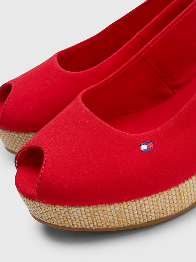 red iconic slingback wedge espadrille sandals for women tommy hilfiger