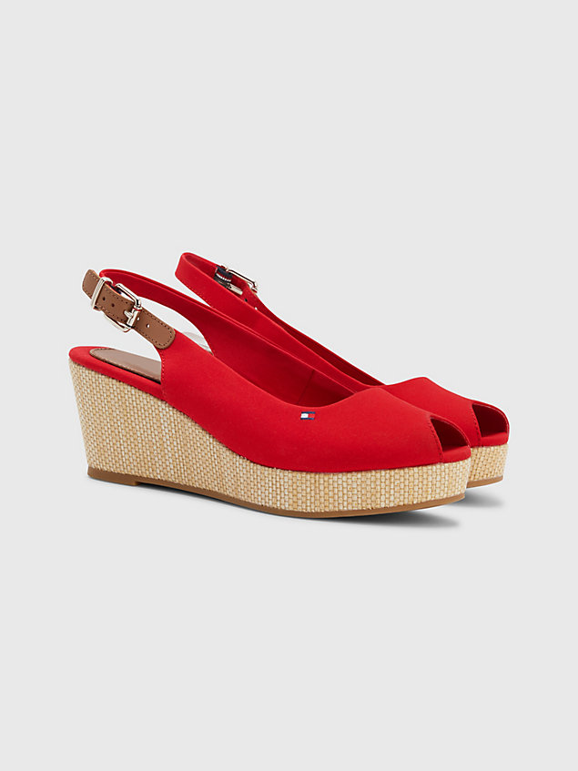 red iconic slingback wedge espadrille sandals for women tommy hilfiger