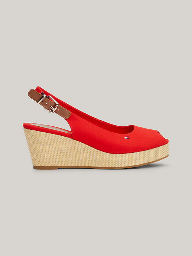 red iconic slingback wedge sandals for women tommy hilfiger