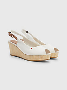 white iconic slingback wedge espadrille sandals for women tommy hilfiger