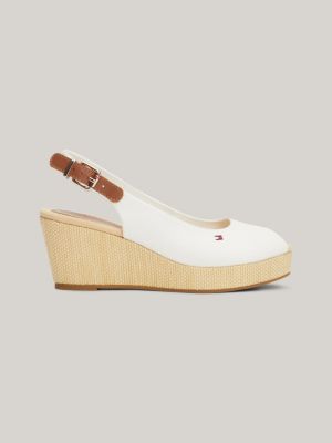 sandalias iconic de cuña y talón descubierto white de mujeres tommy hilfiger