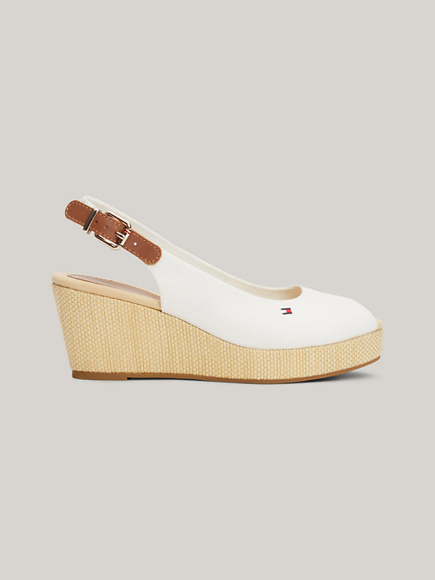 white iconic slingback wedge sandals for women tommy hilfiger
