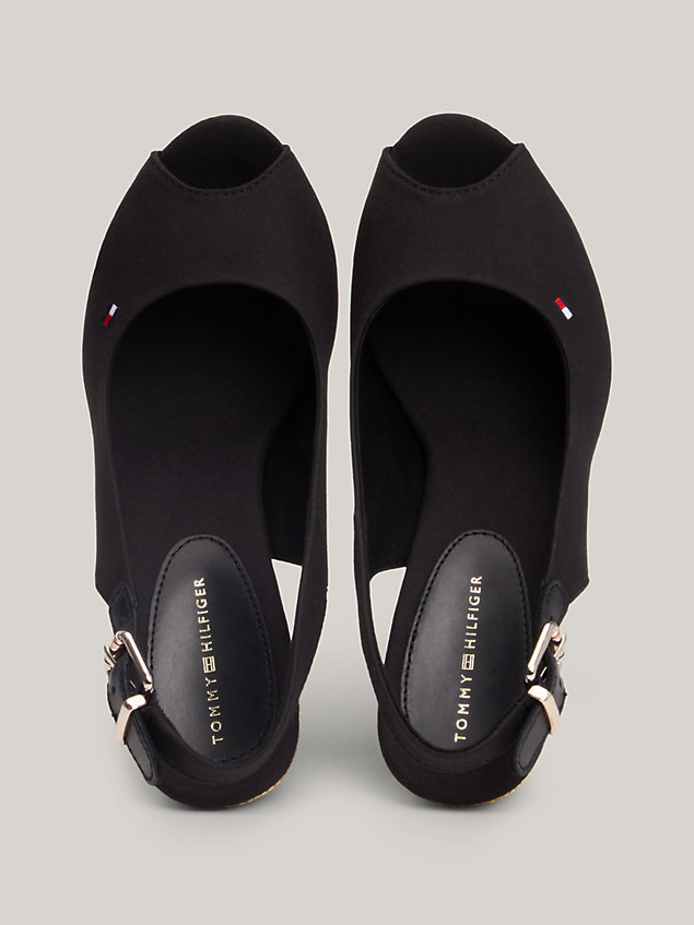 black iconic slingback-sandaal met sleehak voor dames - tommy hilfiger