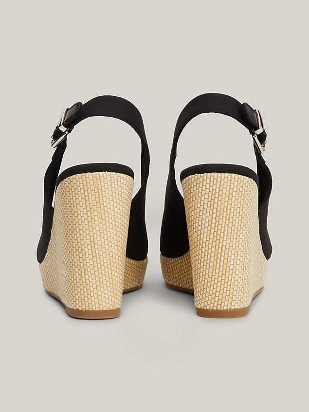 black iconic slingback wedge heel sandals for women tommy hilfiger