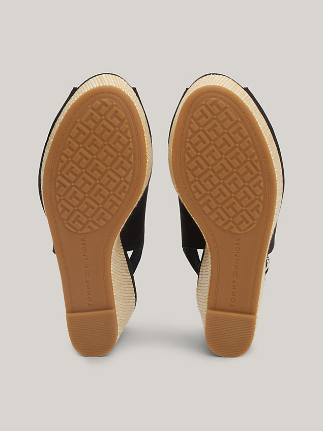 black iconic slingback wedge heel sandals for women tommy hilfiger