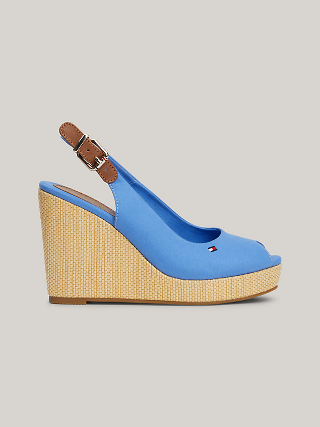 blue iconic slingback high wedge sandals for women tommy hilfiger