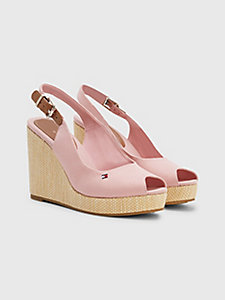 pink iconic slingback wedge heel sandals for women tommy hilfiger