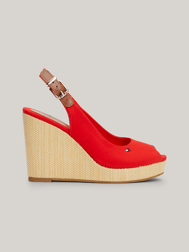 red iconic slingback high wedge sandals for women tommy hilfiger