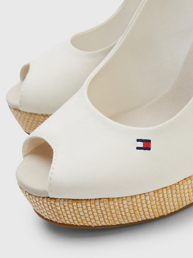 white iconic slingback wedge heel sandals for women tommy hilfiger