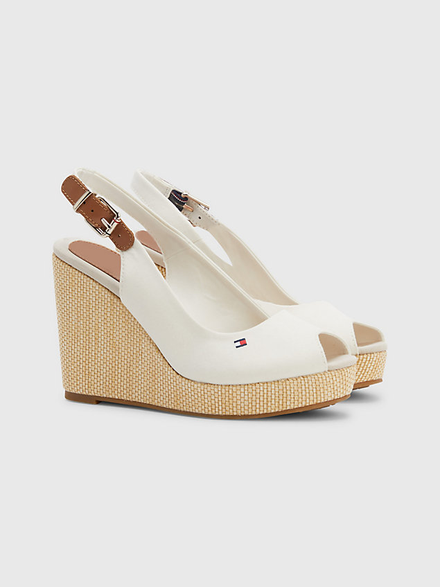 white iconic slingback wedge heel sandals for women tommy hilfiger