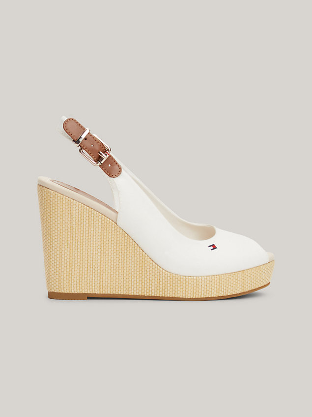 white iconic slingback high wedge sandals for women tommy hilfiger