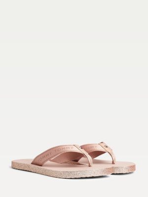tommy hilfiger gold flip flops