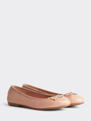 Leather Bow Ballerina Pumps | PINK | Tommy Hilfiger