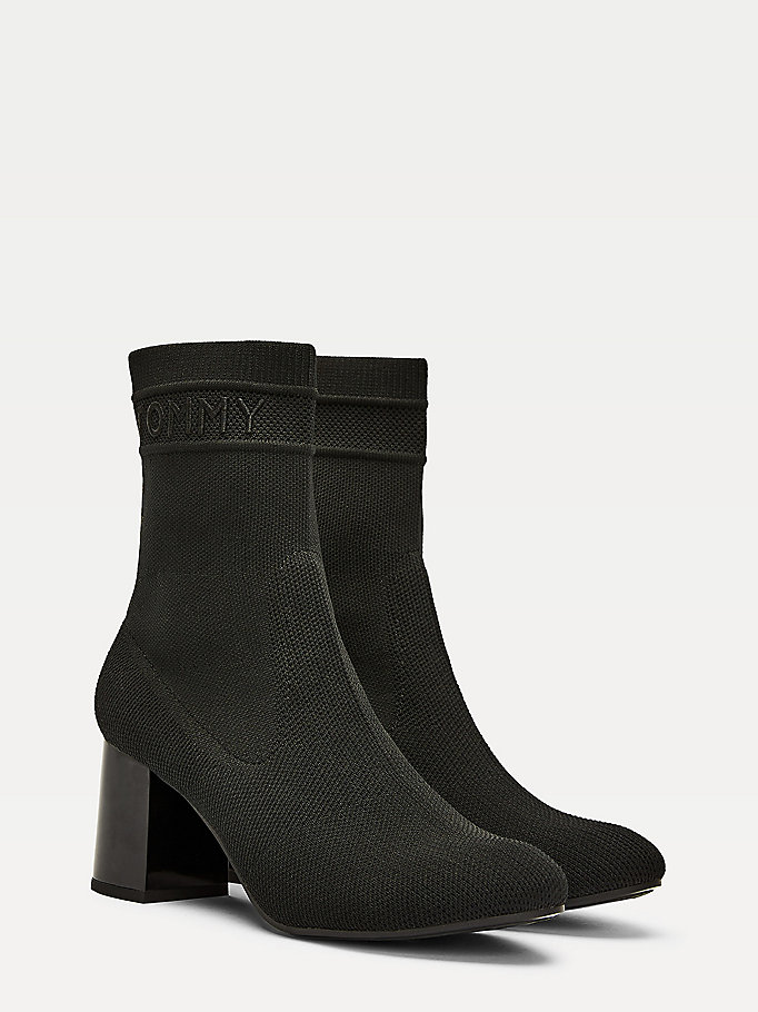 Knitted Sock Chunky Heel Boots | BLACK | Tommy Hilfiger