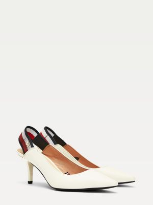 Webbing Mid Stiletto Heel Pumps | WHITE 