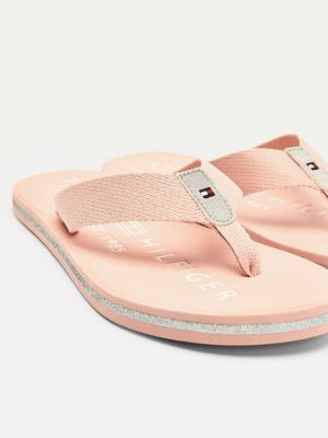 tommy hilfiger pale pink mirror sparkle beach slide sandals