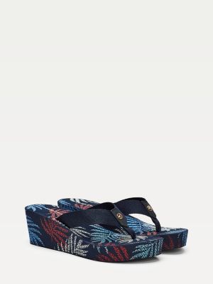 tommy hilfiger sandalen keilabsatz blau