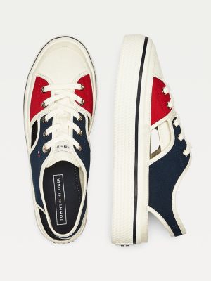 tommy jeans canvas logo flatform trainers