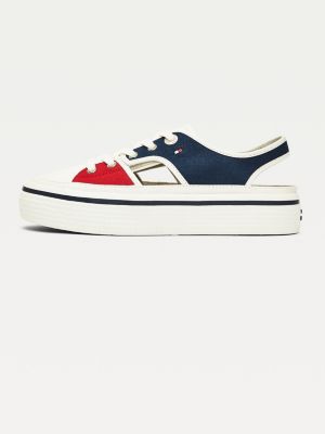 tommy jeans canvas logo flatform trainers