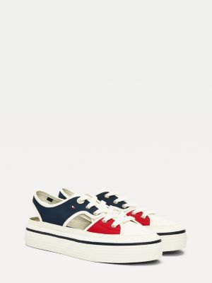 tommy jeans canvas logo flatform trainers