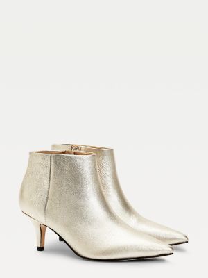 Elevated Metallic Leather Kitten Heel Boots | GREY | Tommy Hilfiger