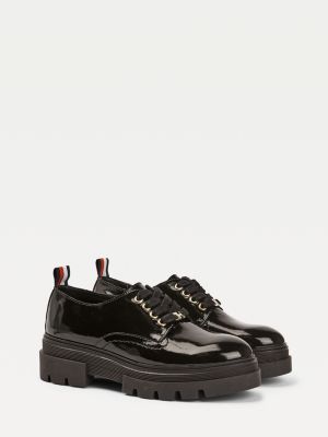 black and white patent leather shoes