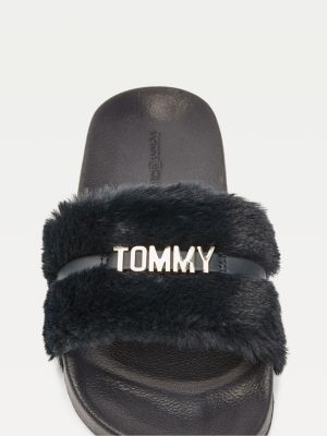 fluffy tommy hilfiger sliders