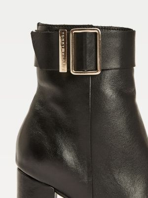 square toe leather booties