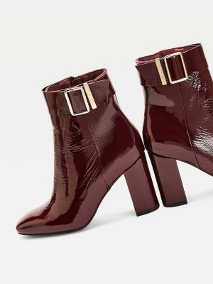 Lackleder Stiefelette Mit Karree Spitze Rot Tommy Hilfiger