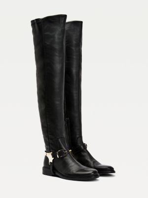 tommy hilfiger riding boots black