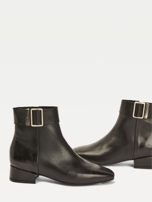 black mid heel boot