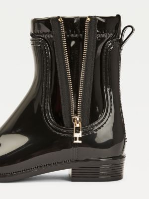 tommy hilfiger glossy ankle rain boots