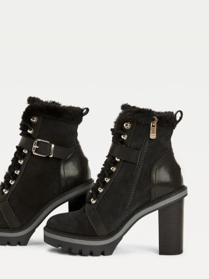 Warm Lined High Heel Lace-Up Boots 