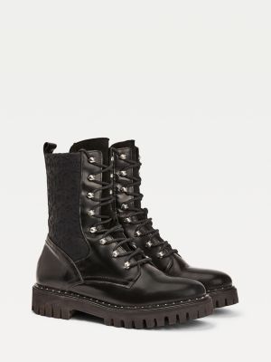 TH Monogram Lace-Up Boots | BLACK 