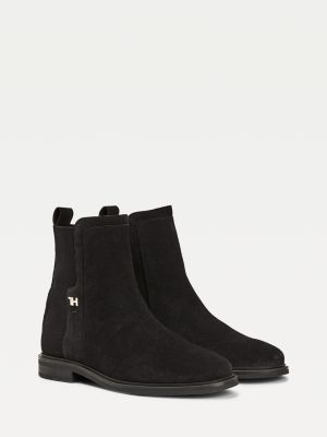 Essential Suede Flat Boots | BLACK 