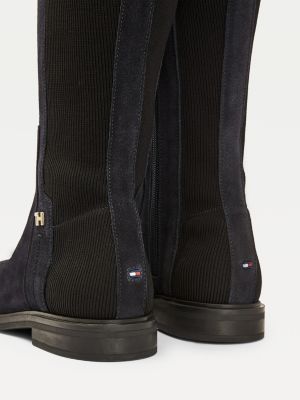 suede long flat boots