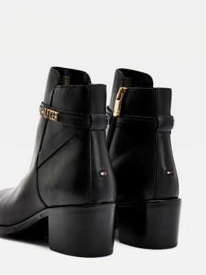 black mid heel boot