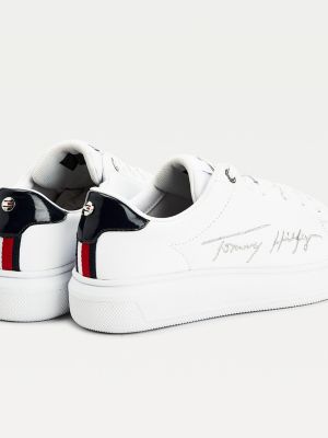 tommy hilfiger metallic panel platform trainers