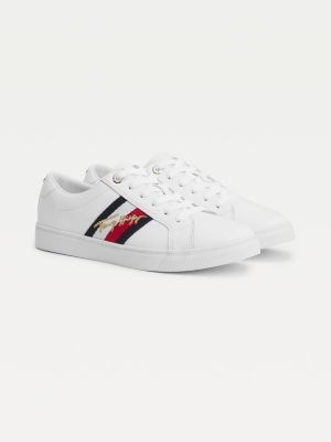 tommy hilfiger metallic back trainers