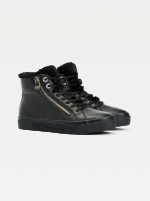Warm Lined High-Top Trainers | BLACK 