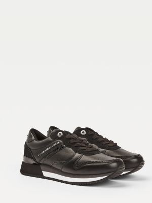 black flatform trainers